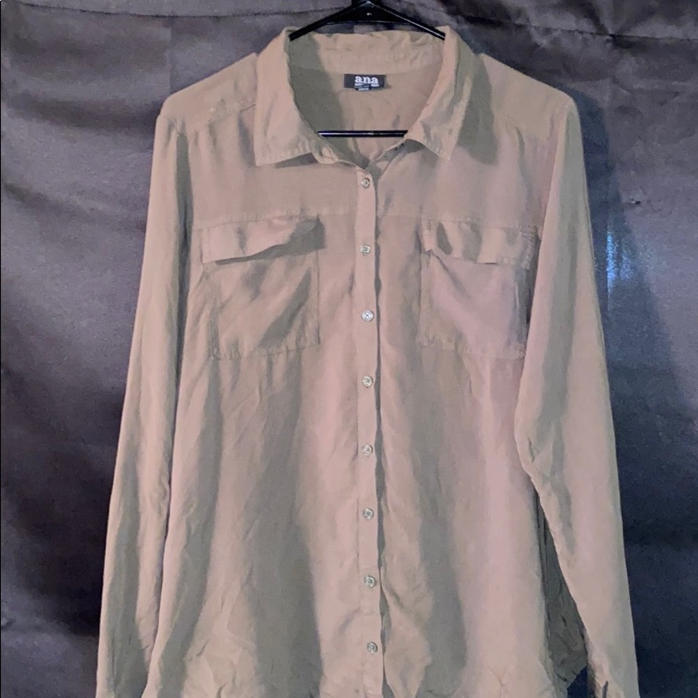 Olive Green Button Down Blouse